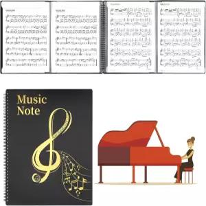 MUDOR 4페이지 피아노용 악보 폴더 확장 8.5x11 인치 바인더 60 포켓 용량 홀더 주석 허용 나선형 저장