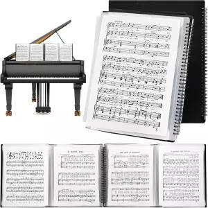 나그퓨 악보 폴더 4페이지 확장 음악 바인더 홀더 60매 8.5인치 x 11인치 용지 피아노 키보드 연주자