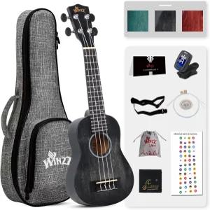 윈즈 핸드 러빙 시리즈 - 온라인 레슨이 포함된 21인치 소프라노 우쿨렐레 빈티지 하와이안 우케 가방 튜너