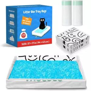 AMOGOOPET 20팩 고양이 쓰레기 봉투 펫세이프 스쿱프리 크리스탈 스 프로 스마트 모델 쓰레기통 이 리필
