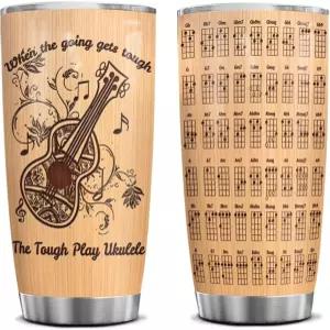 4LIEUBASMI 우쿨렐레 텀블러 20온스 여행용 머그컵 선물 남자 귀여운 악기 애호가 액세서리 초보자를 위한