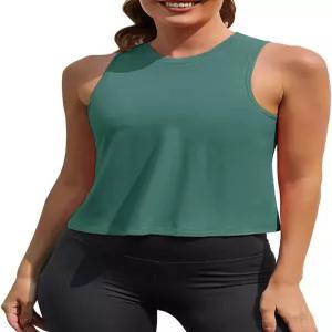 리쉬 크롭탑 여성 운동용 플로우리 요가 민소매 머슬 셔츠 3팩