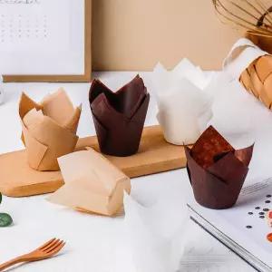 50pcs 튤립 머핀 컵케익 종이 Oilproof 라이너 베이킹 상자 케이크 장식 도구 랩 케이스