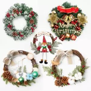 성탄절 크리스마스리스 우드 솔잎 장식 인테리어 꾸미기 트리