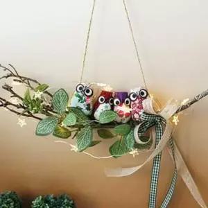 [에이치플러스몰]벽걸이장식 조화 가렌더 가지부엉이 인테리어 소품