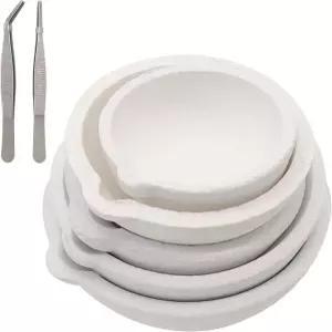 뾰족한 핀셋이 있는 세라믹 석영 도가니 7팩 녹이는 접시 주물 토치 보석 금은 100/150/250/400g/500g