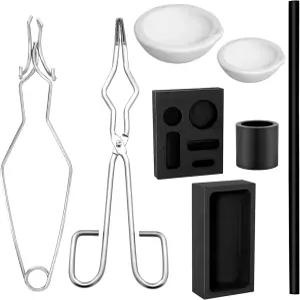 라이아머 8개 흑연 금속 용융 주조 키트 도가니 집게 2개 잉곳 몰드 석영 막대 1개 금과 은과 같은 포함