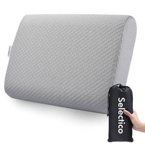세척 가능한 커버가 있는 셀렉티코 캠핑 베개 - 여행 필수품, 메모리 폼 백팩킹 베개, 캠핑, 항공 여행, 하이킹, 해변, 해먹(회색) 휴대용