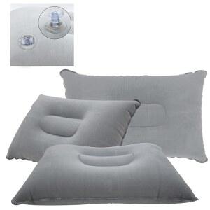 해변 캠핑, 여행, 하이킹, 낮잠, 책상 휴식, 목 및 허리 지지대를 위한 CaoXiong 4팩 그레이 초경량 풍선 베개 작은 사각형 플럭드 패브릭 에어