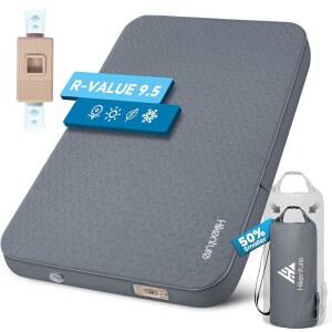 전기 펌프, 폼 및 에어 캠핑 매트리스가 포함된 4인치 두꺼운 자가 팽창 수면 패드 2인용, 9.5R-값 단열 매트, 텐트, 자동차, 트럭용 휴대용 더블
