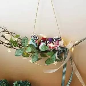 [골드스마일]벽걸이장식 조화 가렌더 가지부엉이 인테리어 소품