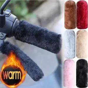 겨울에 대 한 시뮬레이션 된 플러시 그립 장갑 오토바이 핸들 커버 두꺼운 따뜻한 범용 스쿠터 손