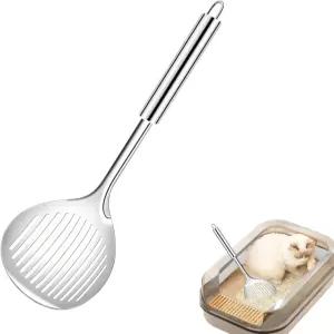고양이 깔때기 액세서리 금속 똥 체우기 반려동물 용품 미끄럼 방지 긴 손잡이 홈 스테인리스 스틸 청소함