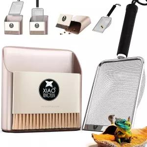 모래 목욕 상자용 햄스터 금속 쓰레기 스쿱 스테인리스 스틸 휴대용 소형 빗자루와 더스트팬 작은