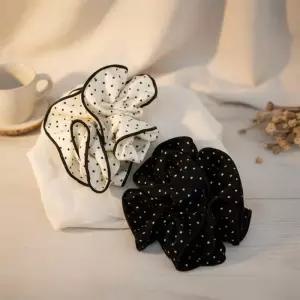 [옷자락]여성 일상용 도트무늬 헤어밴드 배색줄 스크런치