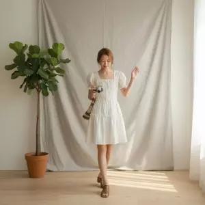 [옷자락]여성 러블리 여름 캉캉 퍼프소매 미니원피스