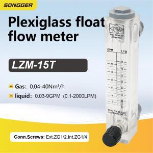 아크릴 패널형 LZM-15T 로터미터 유량계 공기 산소 질소 물 액체 및 가스용 정밀 조절 밸브 포함