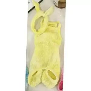 [반려] 강아지 나염 탄탄 올인원 옐로우 1P 스카프 포함 점프수트