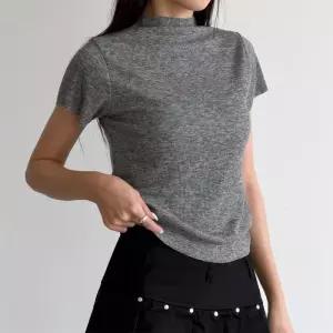 [옷자락]여자 목폴라 골지반팔티 스판 보카시 이너 티셔츠