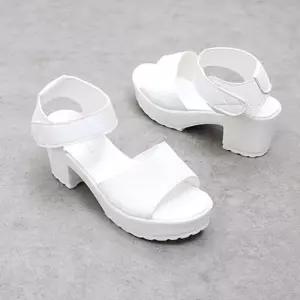 통굽 키높이 샌들 화이트 블랙 2컬러 합성피혁 예쁜운동화 레자실내화 폭신한쪼리