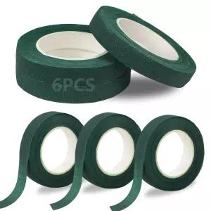 DSUWAZU 6 롤 플로럴 테이프 1/2 인치 플라워 다크 그린 꽃다발 줄기 포장 및 꽃 공예용 웨딩 부케