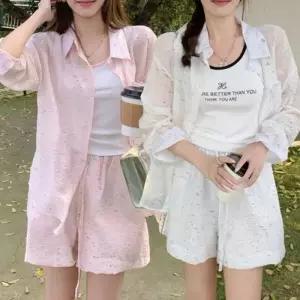 [옷자락]여자 여름 데일리 셋업 쓰리피스 나시 셔츠 반바지