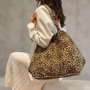 [옷자락]여성 대형 표범 무늬 일상 숄더 쇼퍼백