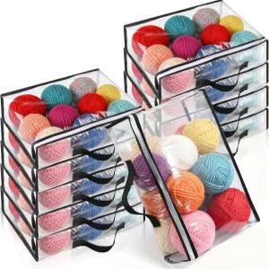 Kifmurase 10개입 털실 보관 가방 15×12×4인치 대형 지퍼 및 손잡이 포함 뜨개질 크로셰 의류 장난감용