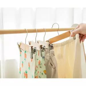 바지 BS 어린이 키즈 원목 걸이 집게 우드 옷걸이 자국없는 정리 치마걸이 유아 아동 5개