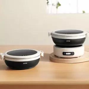 1.2L 접이식 전기 요리 냄비 휴대용 멀티 쿠커 여행 밥솥 분할 304 스테인레스 스틸 Skillt 500W