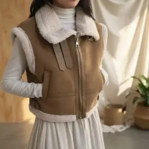 [옷자락]여성 하이넥 양털 무스탕 레이어드 데일리 베스트