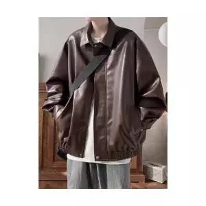 GLINE 남성 블루종 캐주얼 점퍼 빈티지 가죽 재킷 봄 가을 PU 칼라 자켓 JEN3