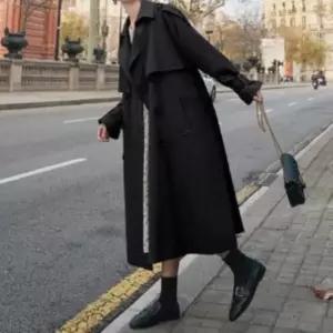 [옷자락]여성 클래식 루즈핏 벨트 더블버튼 가을 간절기 롱 트렌치코트