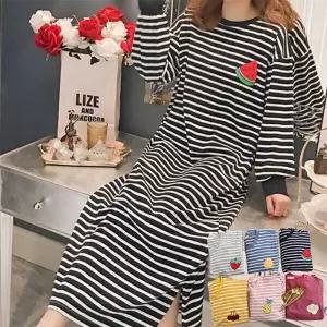 [로즈엘리]오버핏 상콤과일 긴팔 단가라 홈웨어 원피스 4컬러 2026