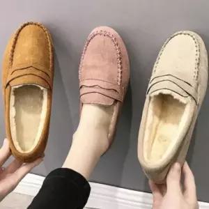 효도화 여성 플랫슈즈 방한로퍼 모카신 털신 슬립온 털단화