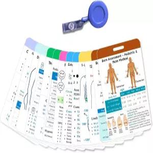 13장의 완전한 EMT 배지 카드 세트 - 바이탈 사인이 포함된 방수 포켓 가이드 및 EKG 응급 구조대원 간호