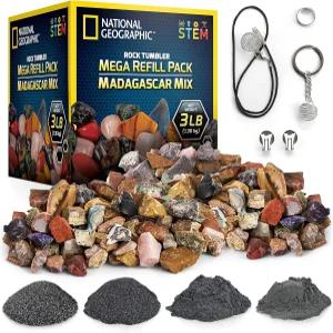 내셔널 지오그래픽 록 리필 - 메가 마다카르 팩 로즈 쿼츠 재스퍼 래브라도라이트 등 보석 3파운드 텀블러