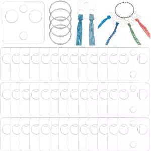 BENECREAT 50개 플로스 드롭 철제 고리 1개 포함 사각 아크릴 자수실 보빈 정리 및 바느질 공예용 실