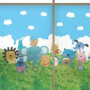 카페시트지 안개시트 칼라_주주 덩굴숲 친구들_C02_W120xH180cm