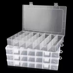 LDXURU 4팩 28 그리드 플라스틱 정리함 투명 조절 가능한 칸막이 공예품 구슬 보석 작은 부품을 위한