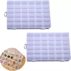 조절 가능한 칸막이가 있는 플라스틱 정리함 2개 비즈 네일 주얼리 미술품 DIY 공예품 낚시 도구 소품을