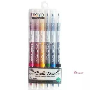 TOYO 싸인펜 트윈/6색 캘리qrs838