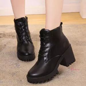 부티부츠 힐봄부츠 통굽 가을 발목구두 봄 미들힐efg803