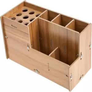 엘라야드 헤어컷 가위 스탠드 빗걸이 논슬립 스타일링 도구 보관함 미용실 및 가정용 튼튼한 나무 정리함