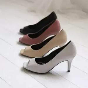 토오픈힐 여성 토오픈 하이힐 베이직 모던 가죽 힐