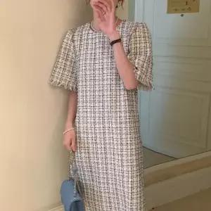 결혼식하객룩 하객룩 여성 데일리 트위드 데이트룩 롱원피스