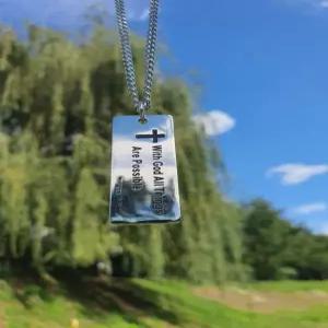 [노블른] 써지컬 서지컬 스틸 각인 십자가 목걸이