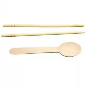 일회용 나무 숟가락 젓가락 세트 50개입 대나무 수저