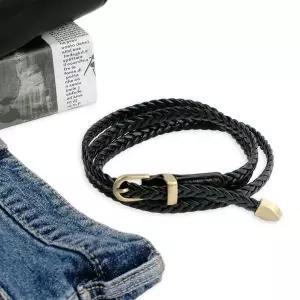 슬랙스 정장 슬림 꽈배기 여성 가죽벨트 블랙