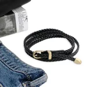 [콩심팥심]슬랙스 정장 슬림 꽈배기 여성 가죽벨트 블랙